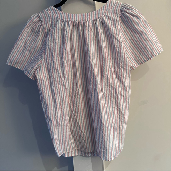 Anthropologie Isabella Sinclair Sonnet smocked red white blue Boho top size M - Picture 7 of 13